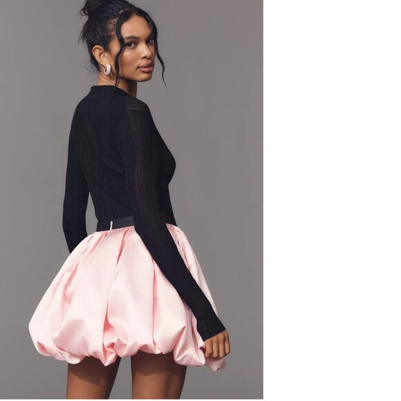 anthropologie Hutch Full Pleated Bubble Mini Skirt size 6 pink new with tag - Picture 2 of 7